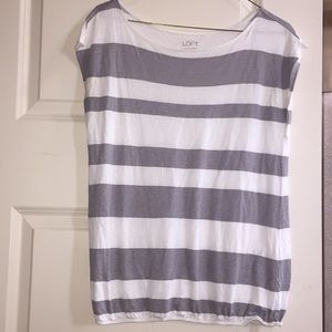Grey and white block striped shirt